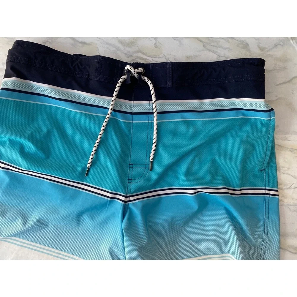 Sonoma Swim Trunks Striped Drawstring‎ Blue Navy White Pockets XL Nice PreOwned
